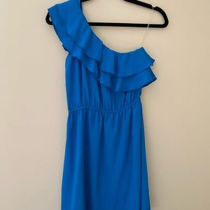 One Shoulder Blue Cocktail Dress